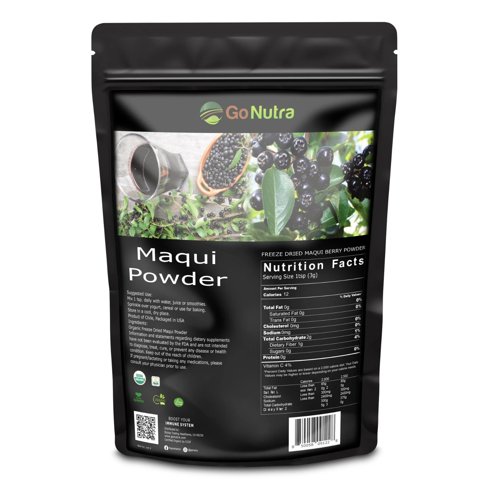 Maqui Berry Powder Organic Freeze-Dried 1 lb Superfood from Chile Maqui Powder