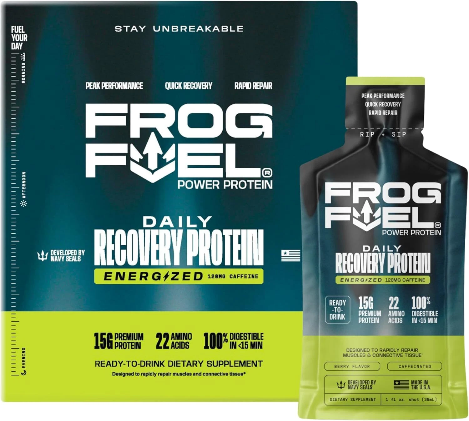 Frog Fuel Power Energized protein shot, 15g Protein nano-hydrolyzed Grass Fed...