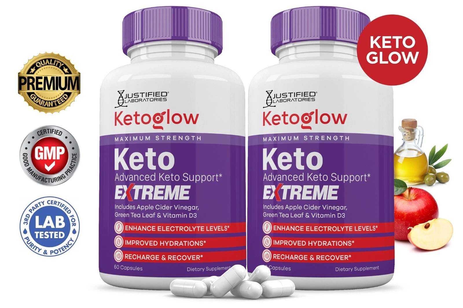 Keto Glow Keto ACV Extreme Pills 1675MG Stronger Thn Gummy Keto Support 2Pck