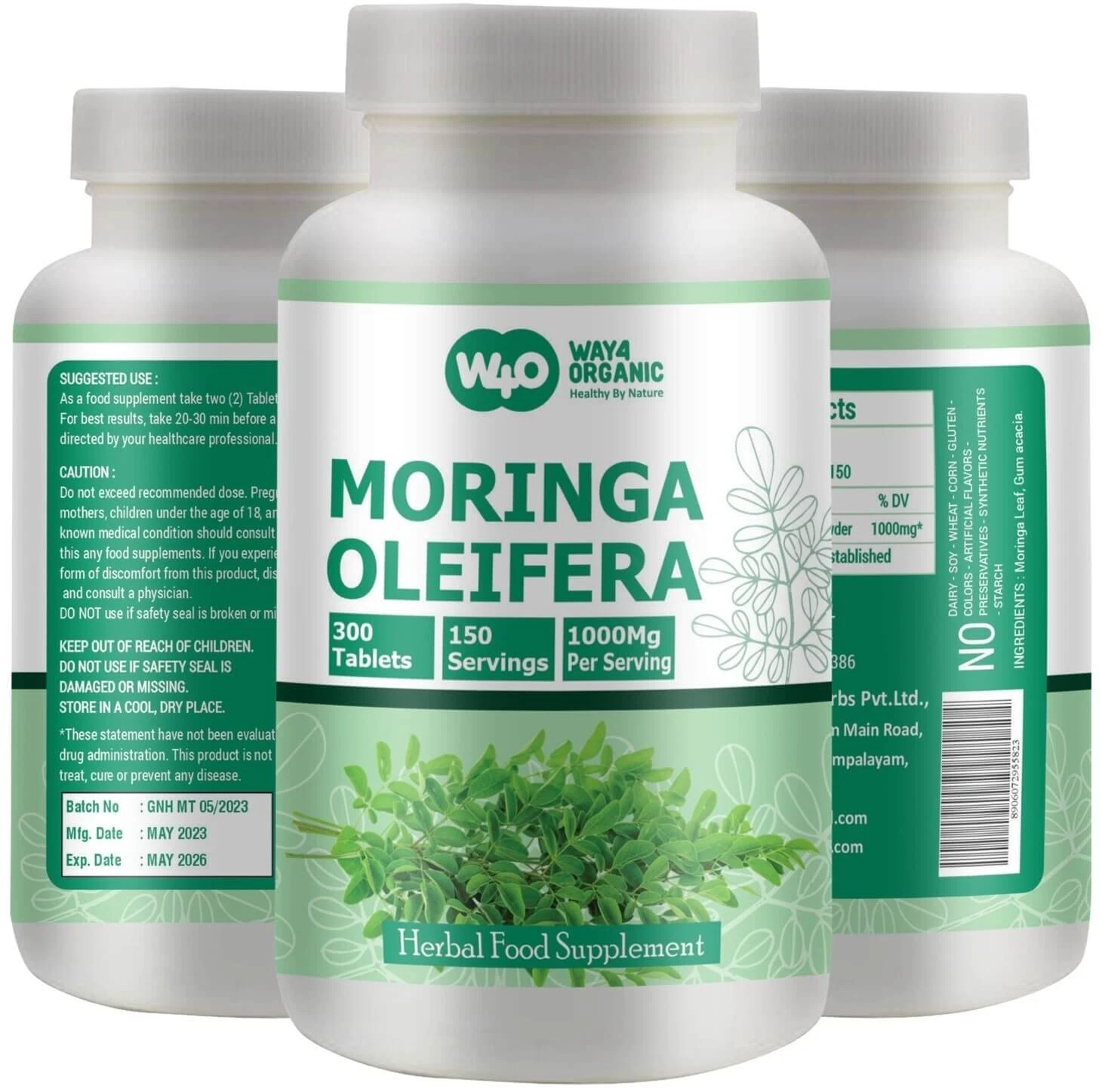 Moringa Oleifera Leaf Tablets 1000mg 150 Servings(5 Months Supply)