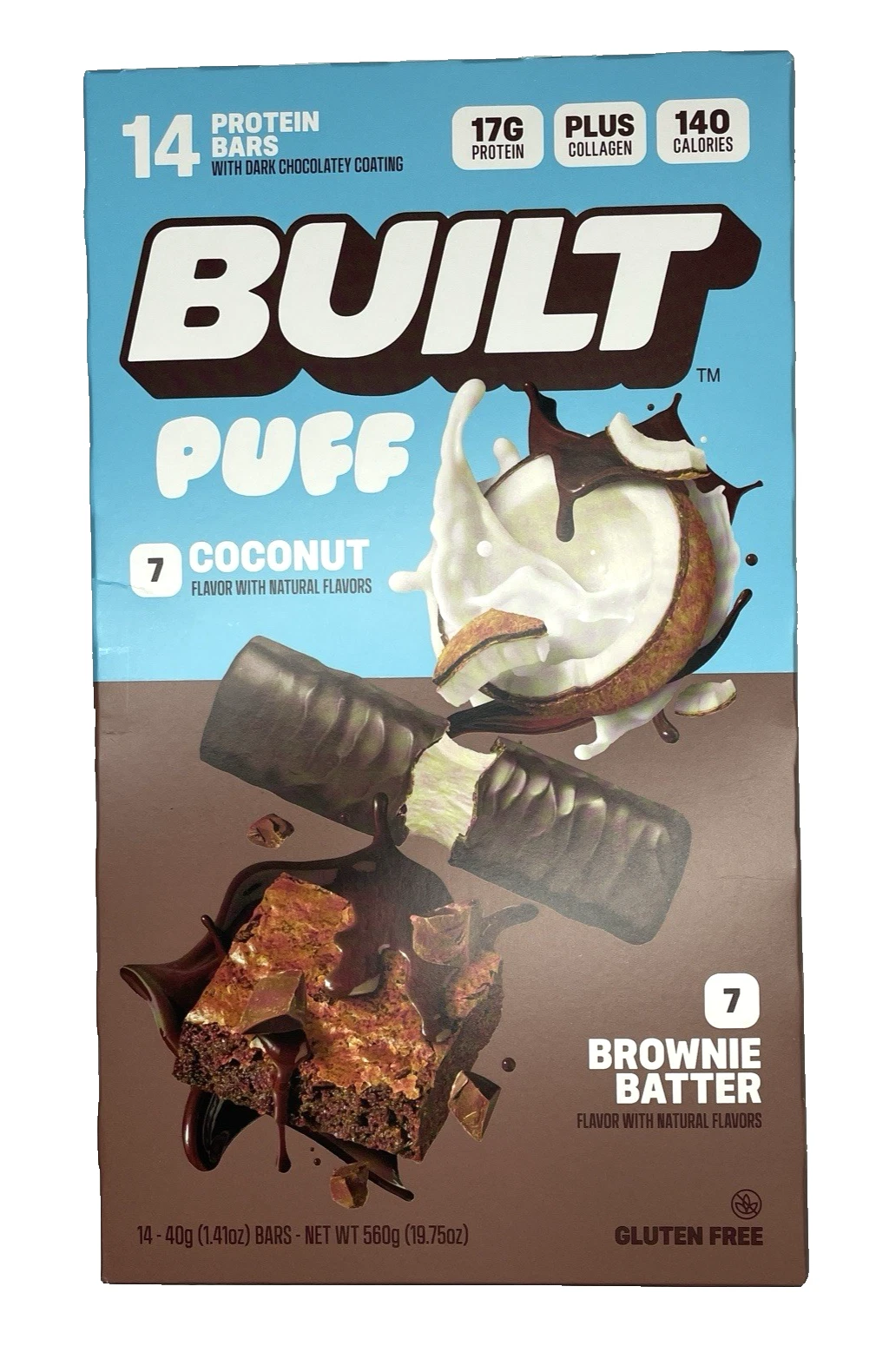 Built Puff Protein Bars Brownie Batter & Coconut Flavors 1.41 oz 14-count