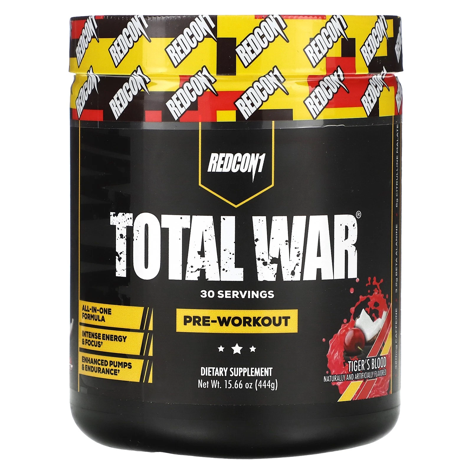 Total War, Pre-Workout, Tiger's Blood Cherry & Coconut, 15.66 oz (444 g)