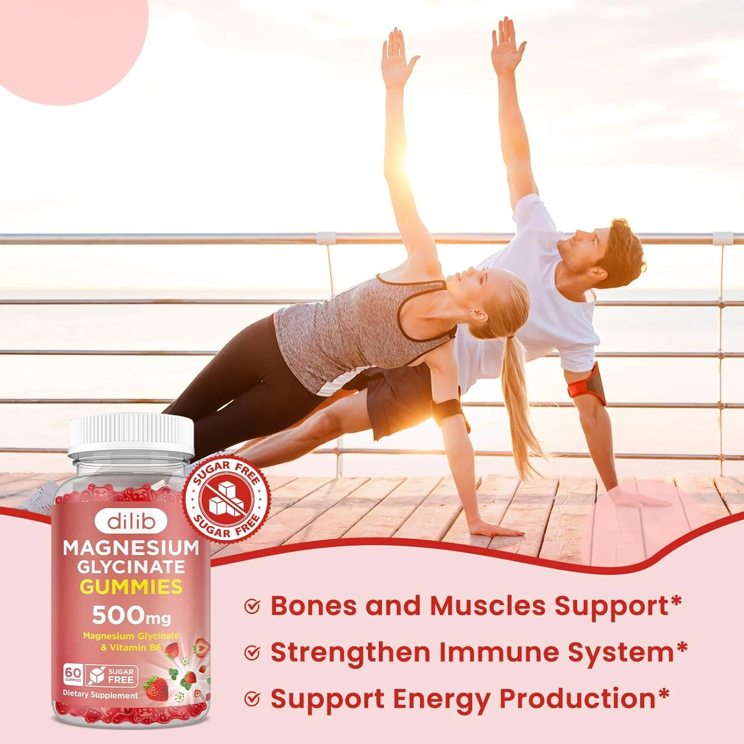 Magnesium Glycinate Gummies 500Mg - Magnesium Supplement with Vitamin B6 for ...