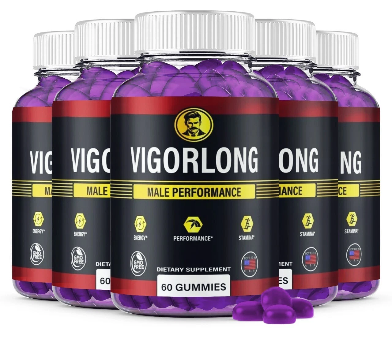 (Paquete de 5) Gomitas VigorLong para Hombre - Gomitas Vigor Largas Masculinas Todo Natural