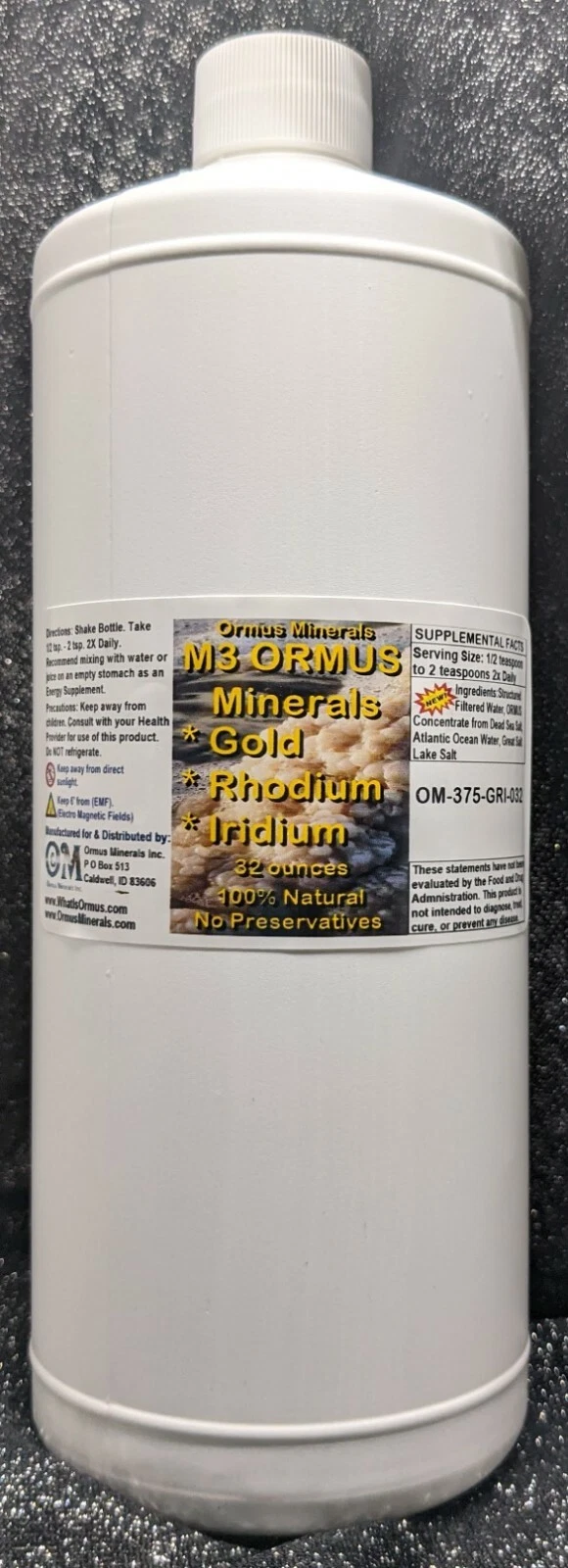 M3 Ormus Minerals Ormus Mental Health Immunity Skin Electrolytes Energy 32oz