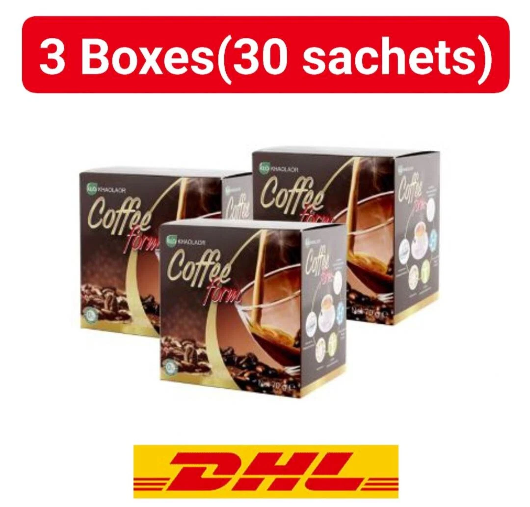 3x KHAOLAOR Instant Arabica Coffee Power Mix Ginseng extract Sugar free Healty