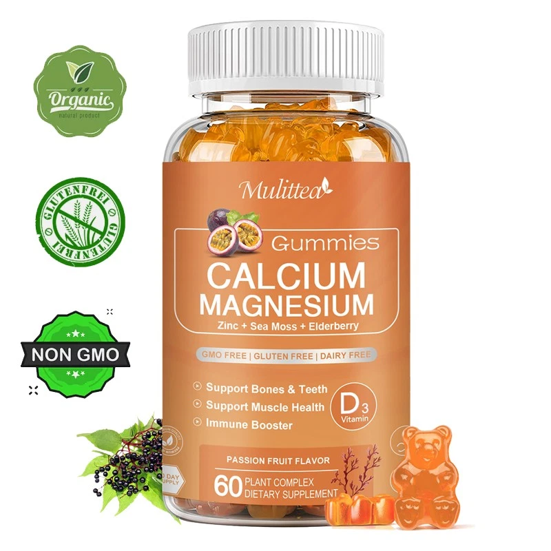 Calcium 1200mg Gummies w/D3,Zinc,Magnesium 400mg,for Bone & Immune Support