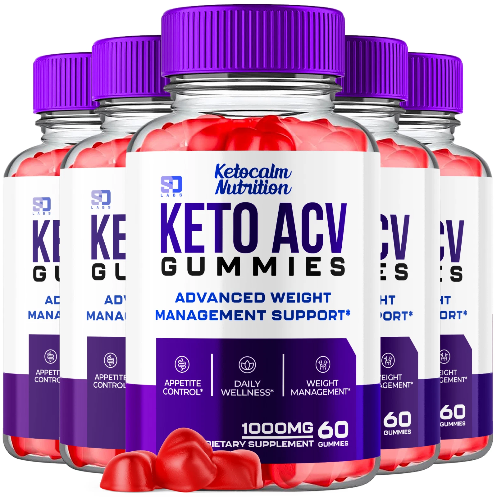 Ketocalm Nutrition Keto Gummies - ACV Gummys For Weight Loss ORIGINAL - 5 Pack