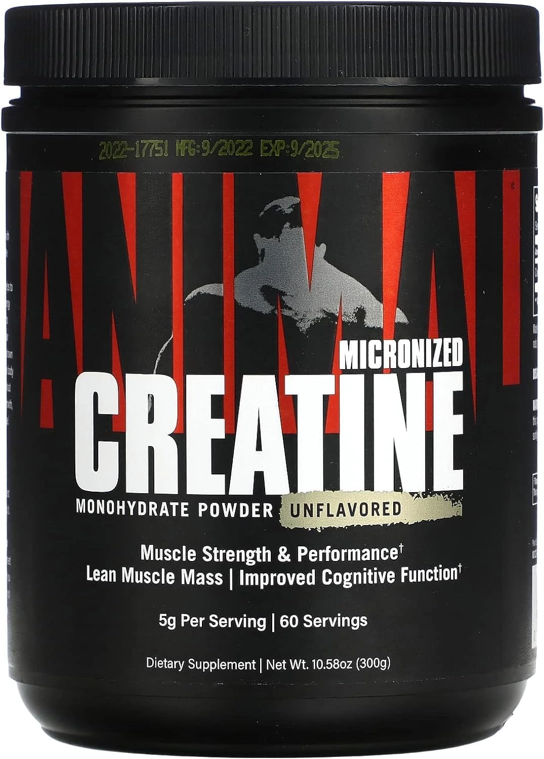 Animal Micronized Creatine, Monohydrate Powder, Unflavored, 10.58 Oz (300 G)