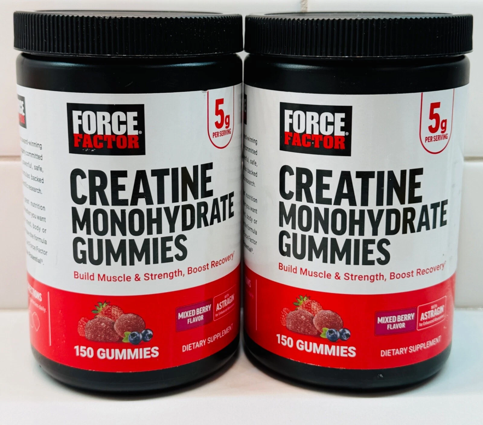 New 2pack Force Factor Creatine Monohydrate Gummies Mixed Berry 150 Ct Exp 03/27