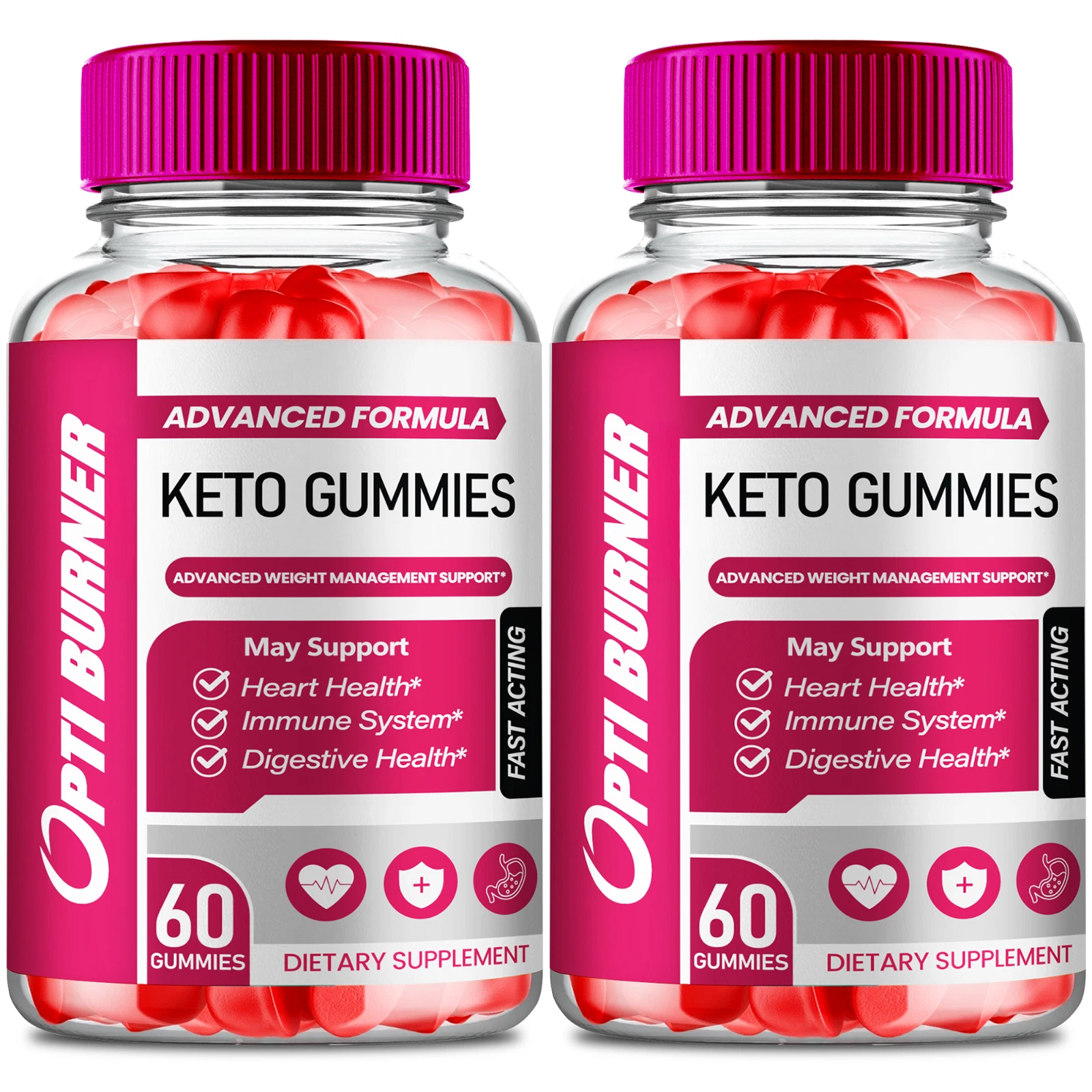 (2 Pack) OptiBurner Keto Gummies for Advanced Weight Loss + Energy