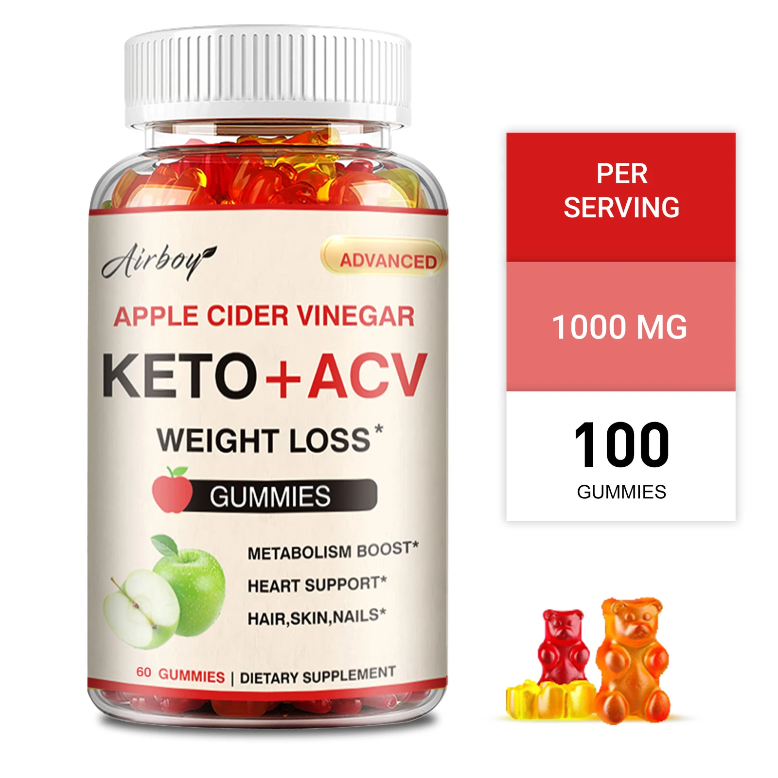 Keto+ACV Gummies - For Weight Loss Fat Burner Dietary Supplement,Cleanse & Detox
