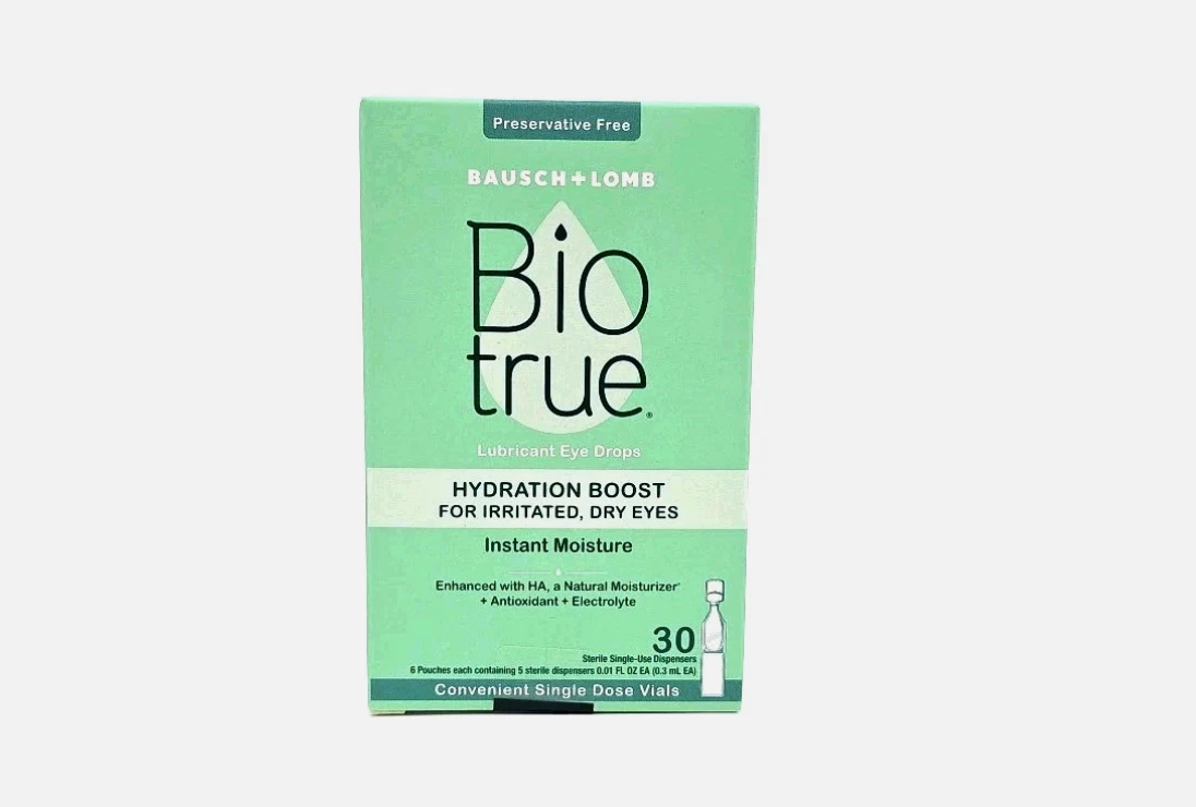 BioTrue Hydration Boost Lubricant Eye Drops 30 Single Dose Vials EXP 2026 Sealed