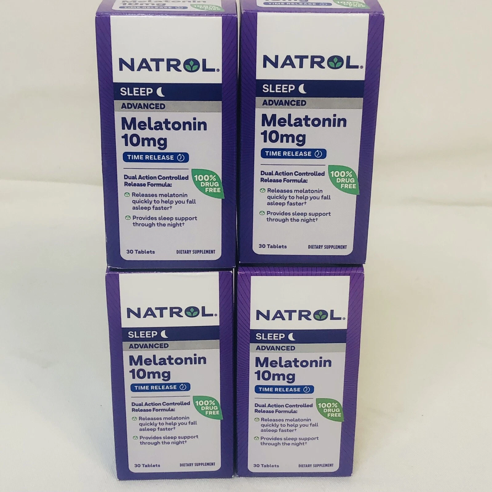NATROL MELATONIN ADVANCED SLEEP AID 10MG 30 TABLETS NEW LOT OF 4 EXP 4/26