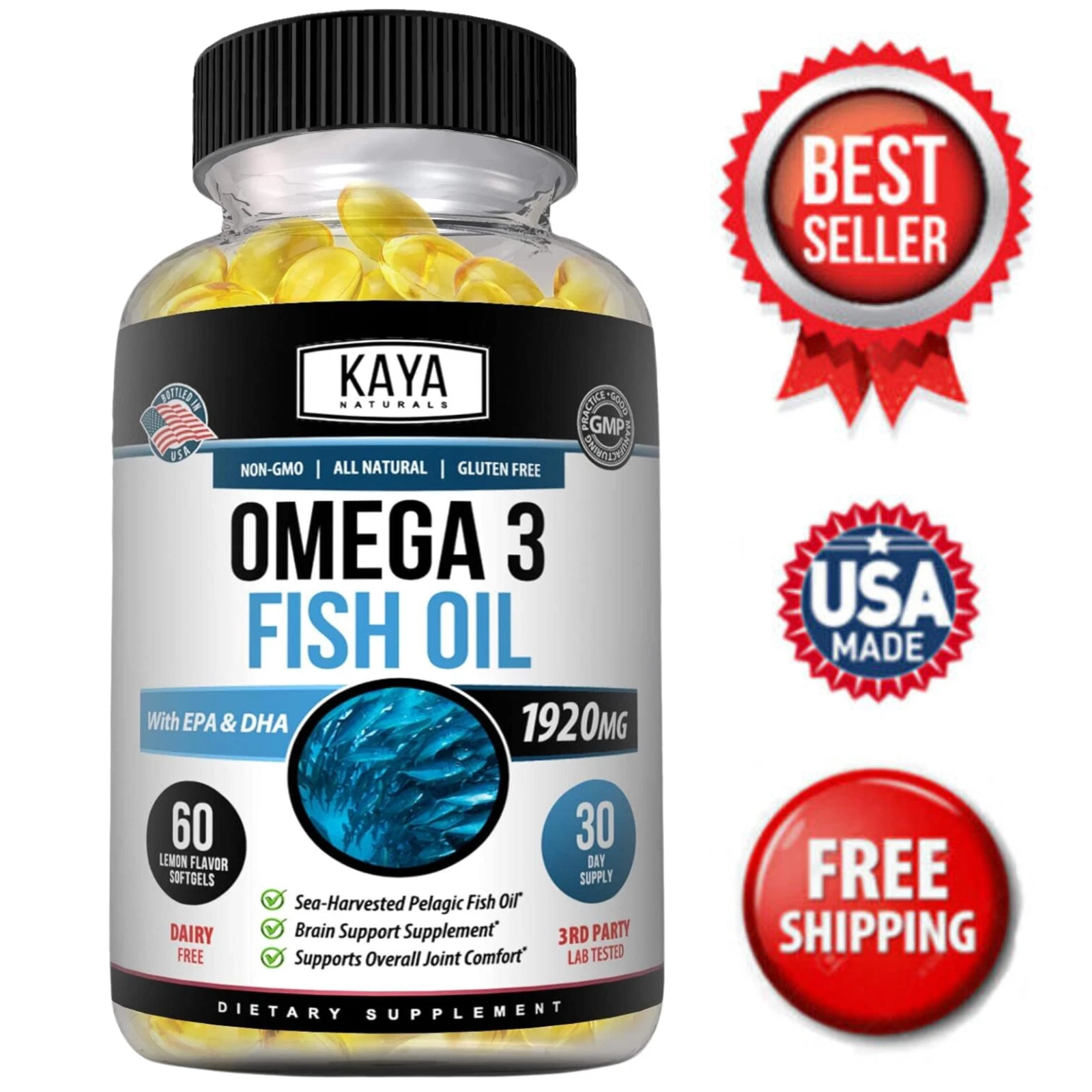 Omega 3 Gummies 60ct, Supports Joint Inflammation, Heart, Brain & Overall Health