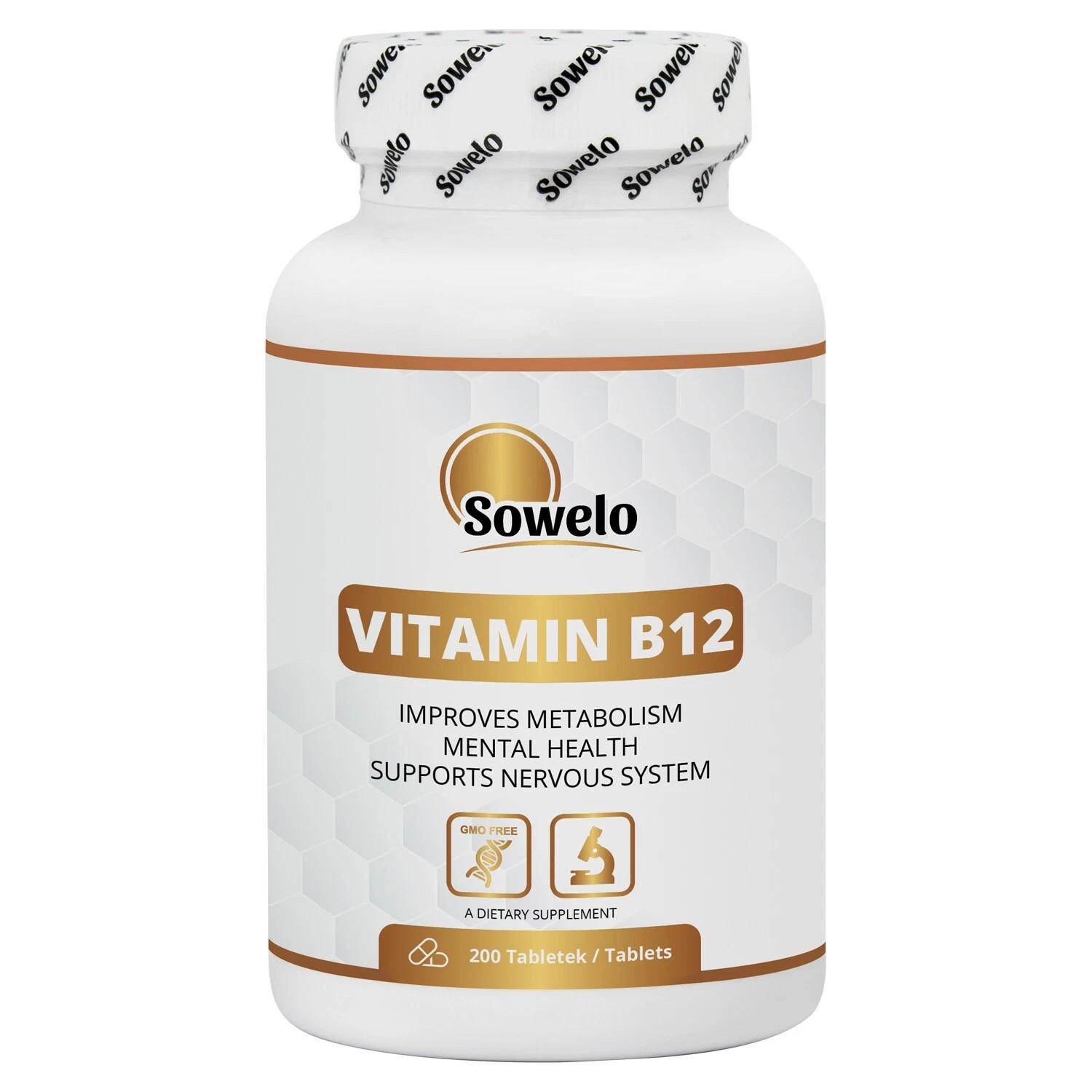 Vitamin B12 Tablets – High Strength, Energy & Nervous System Support – Sowelo