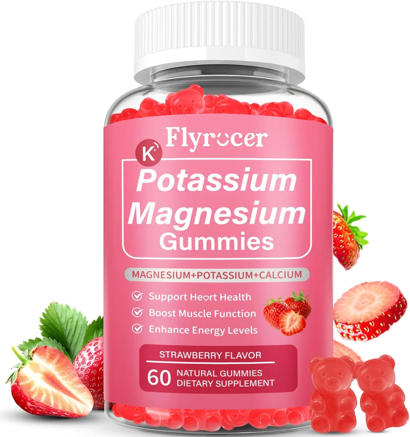 Potassium Magnesium Gummies for Men & Women, Potassium Magnesium Supplement for