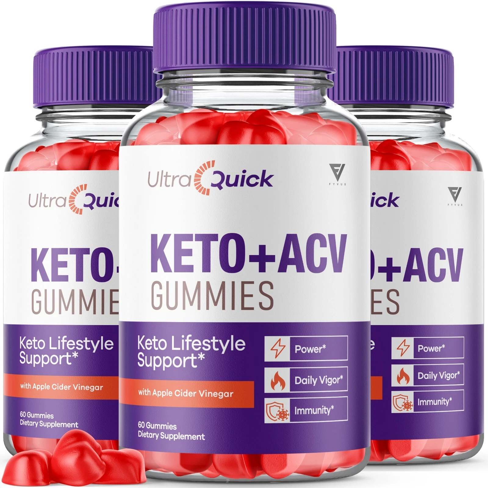 (3 Pack) Ultra Quick Keto + ACV 1000mg Gummies For Weight Loss (180 Gummies)