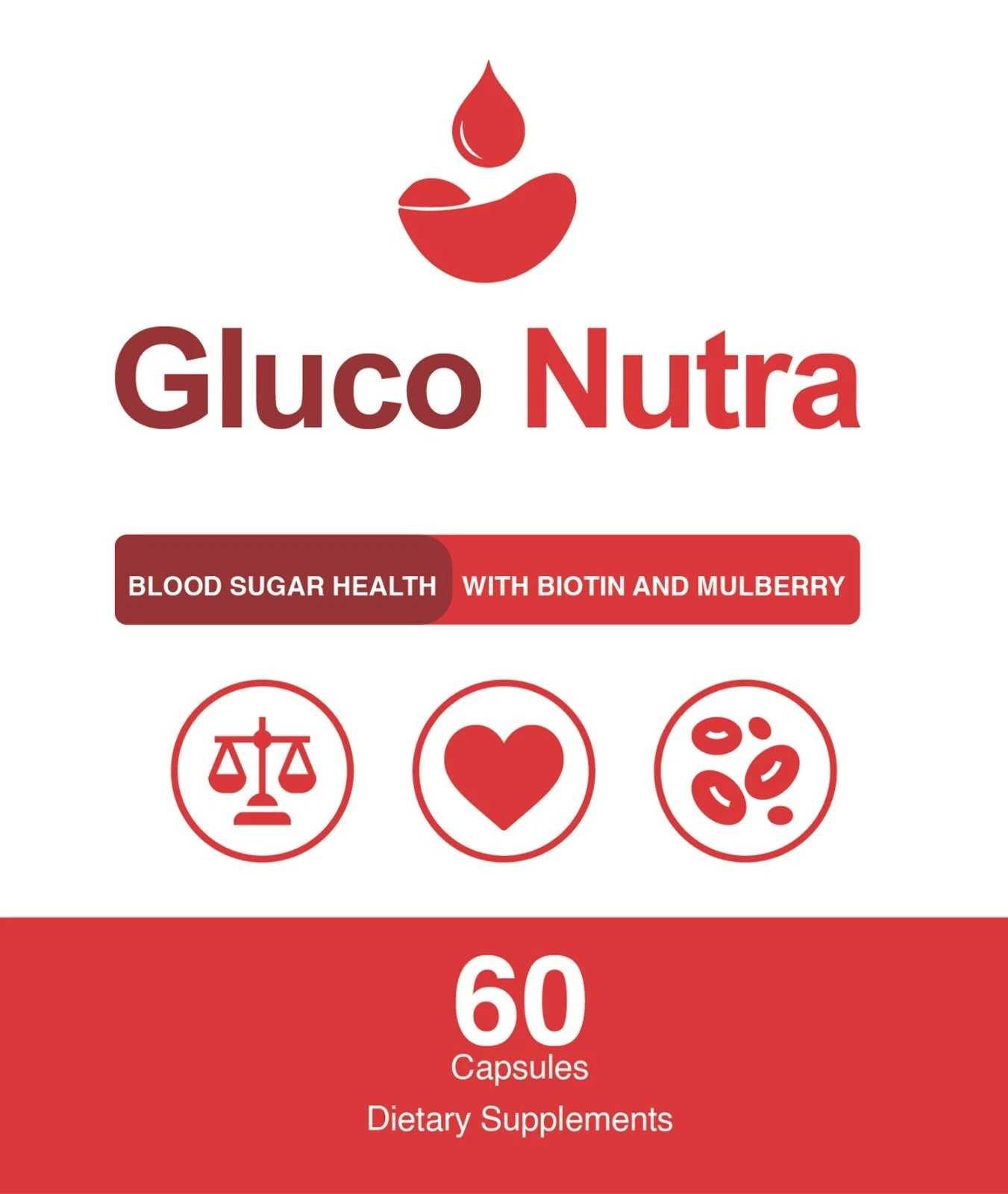 Gluco Nutra Blood Health Support With Biotin & Mulberry 60 Capsules