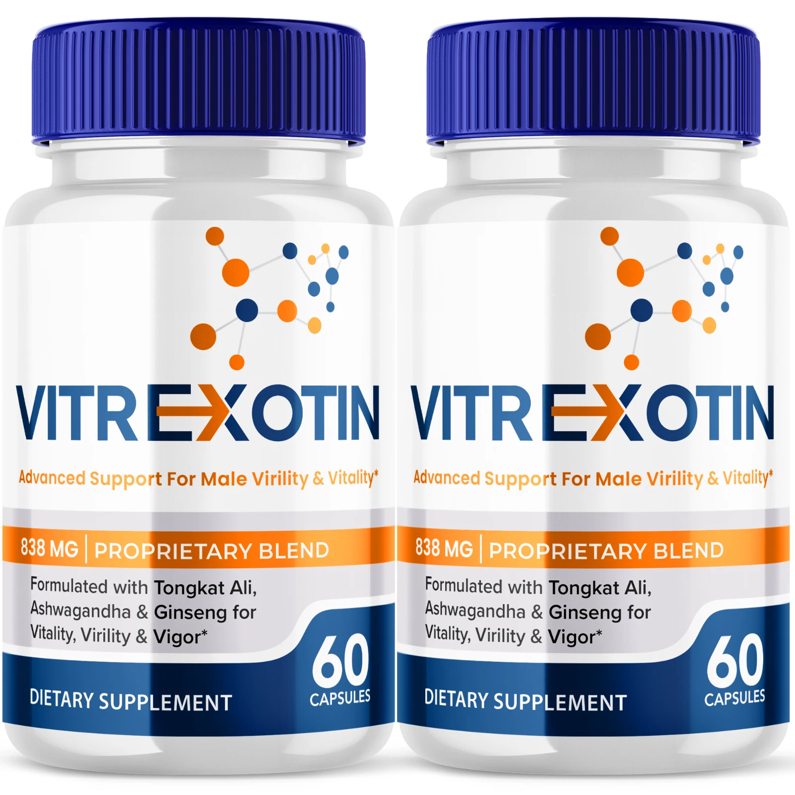 Vitrexotin Male Pills Advanced Vitality Support Formula Supplement, 120 Capsules