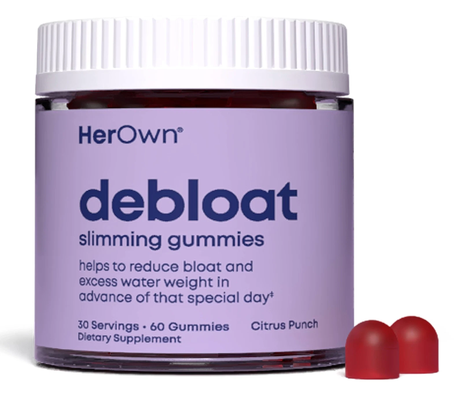 Her Own Debloat Gummies 60 Count Vegan Apple Cider Vinegar Herbal Extracts