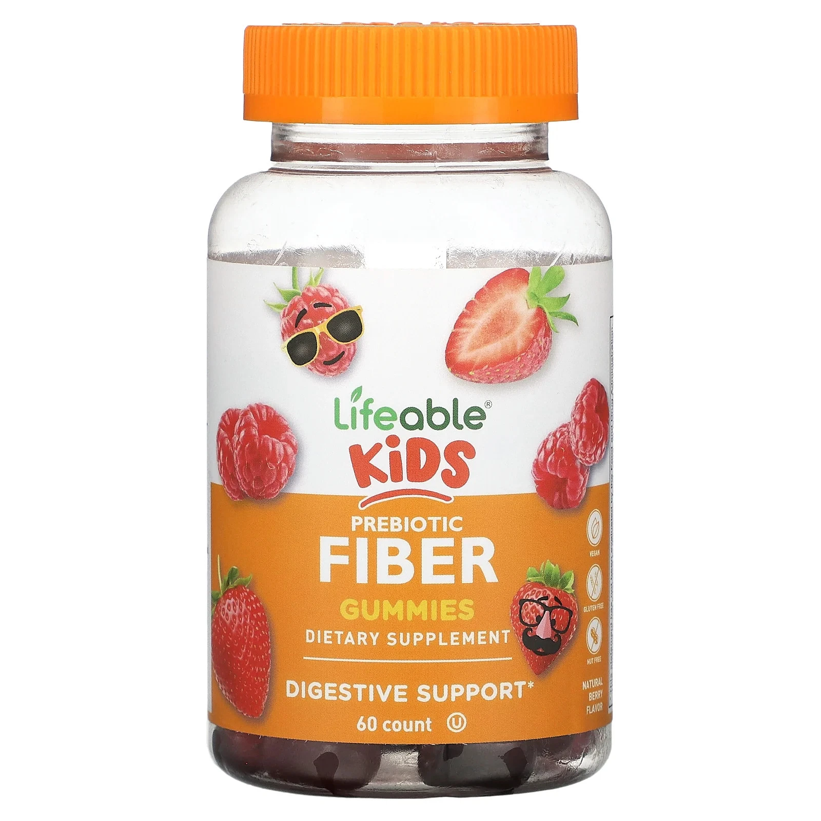 Kids Prebiotic Fiber Gummies, Natural Berry, 60 Gummies