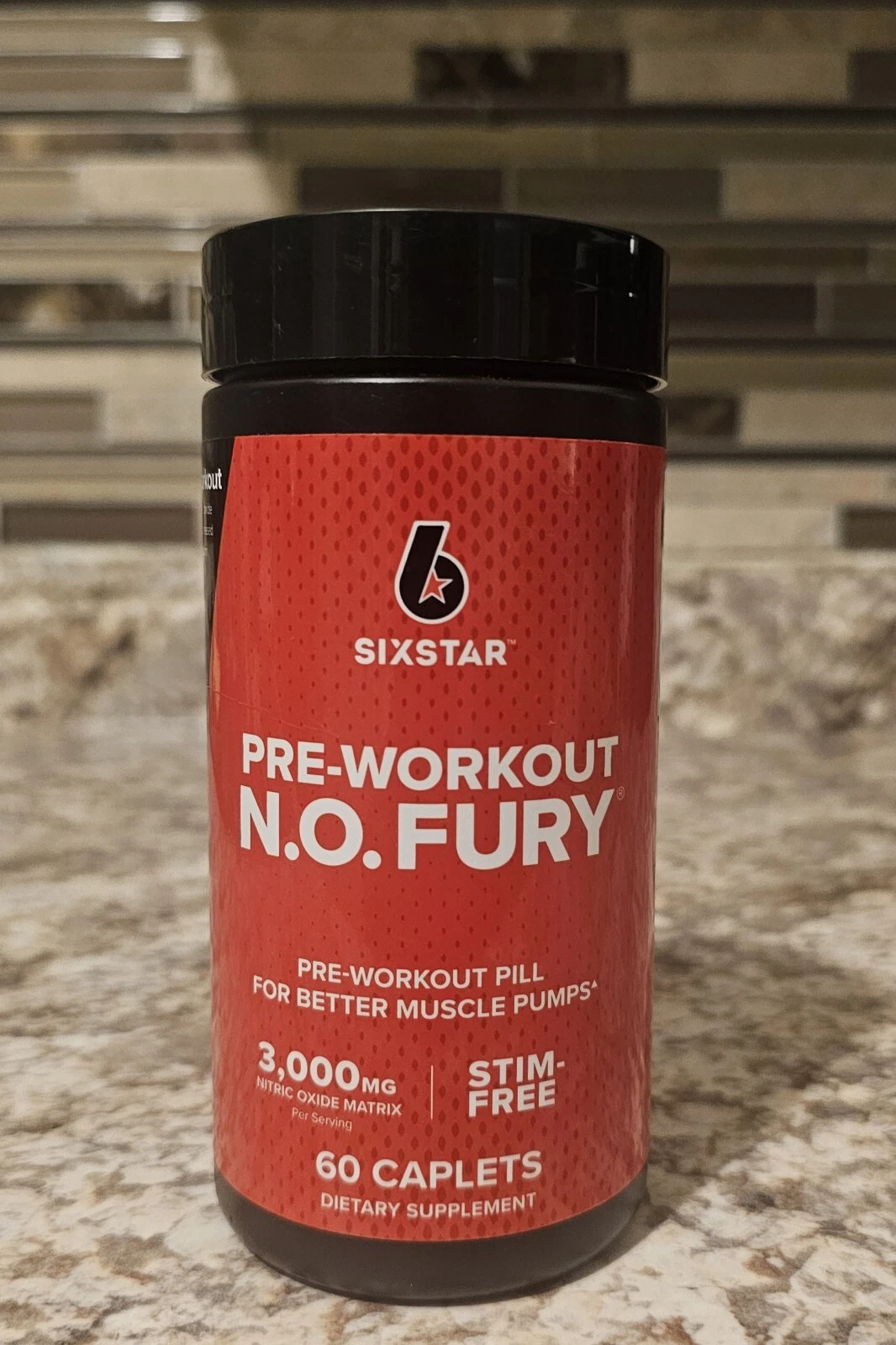 SixStar Pro Elite Series, Pre-Workout N.O. FURY, Muscle 60 Caplets 07/2027