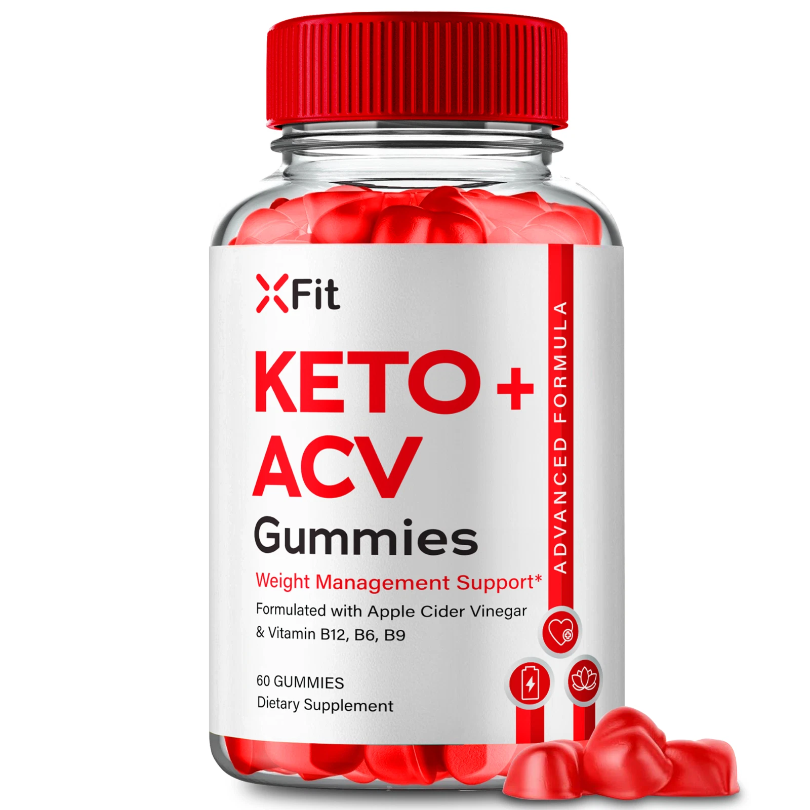 XFit Keto + ACV Gummies, X Fit Advanced Weight Loss Support for Energy 60ct