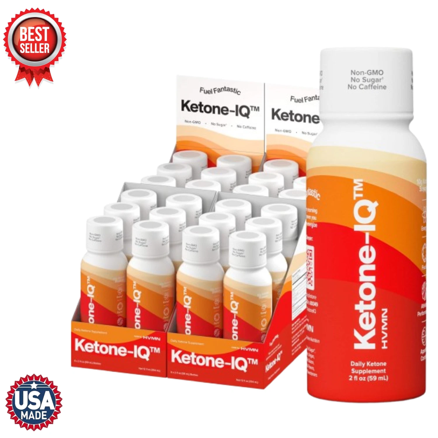 Ketone-IQ No Caffeine Exogenous Ketones Energy Shots - 24 Pack All Natural (4x6)