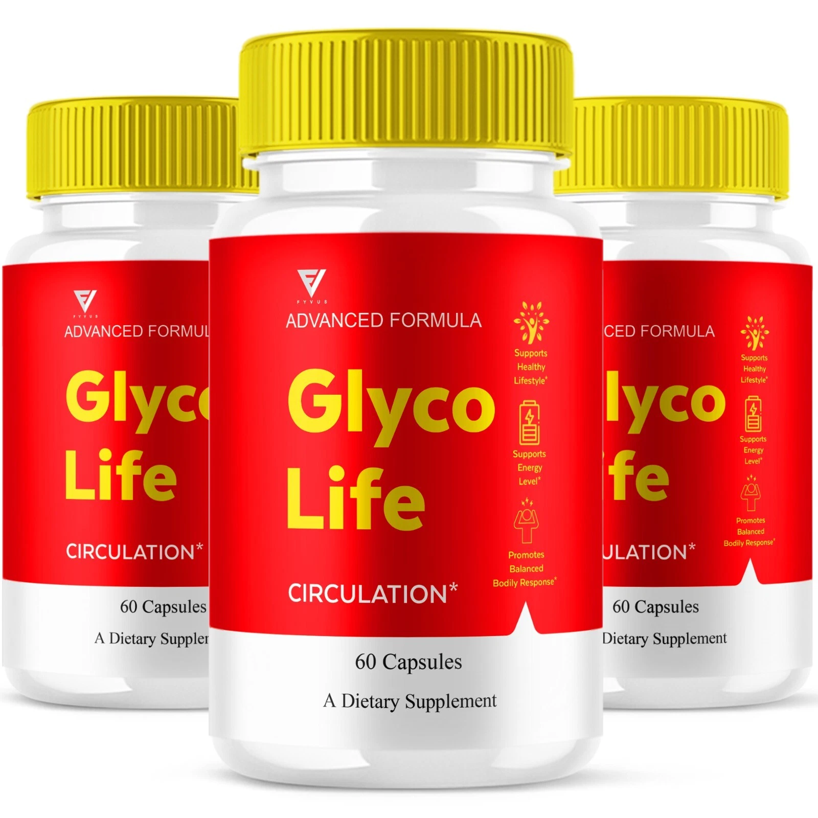 (3 Pack) Glyco Life Blood Support Supplement, GlycoLife Advanced (180 Capsules)
