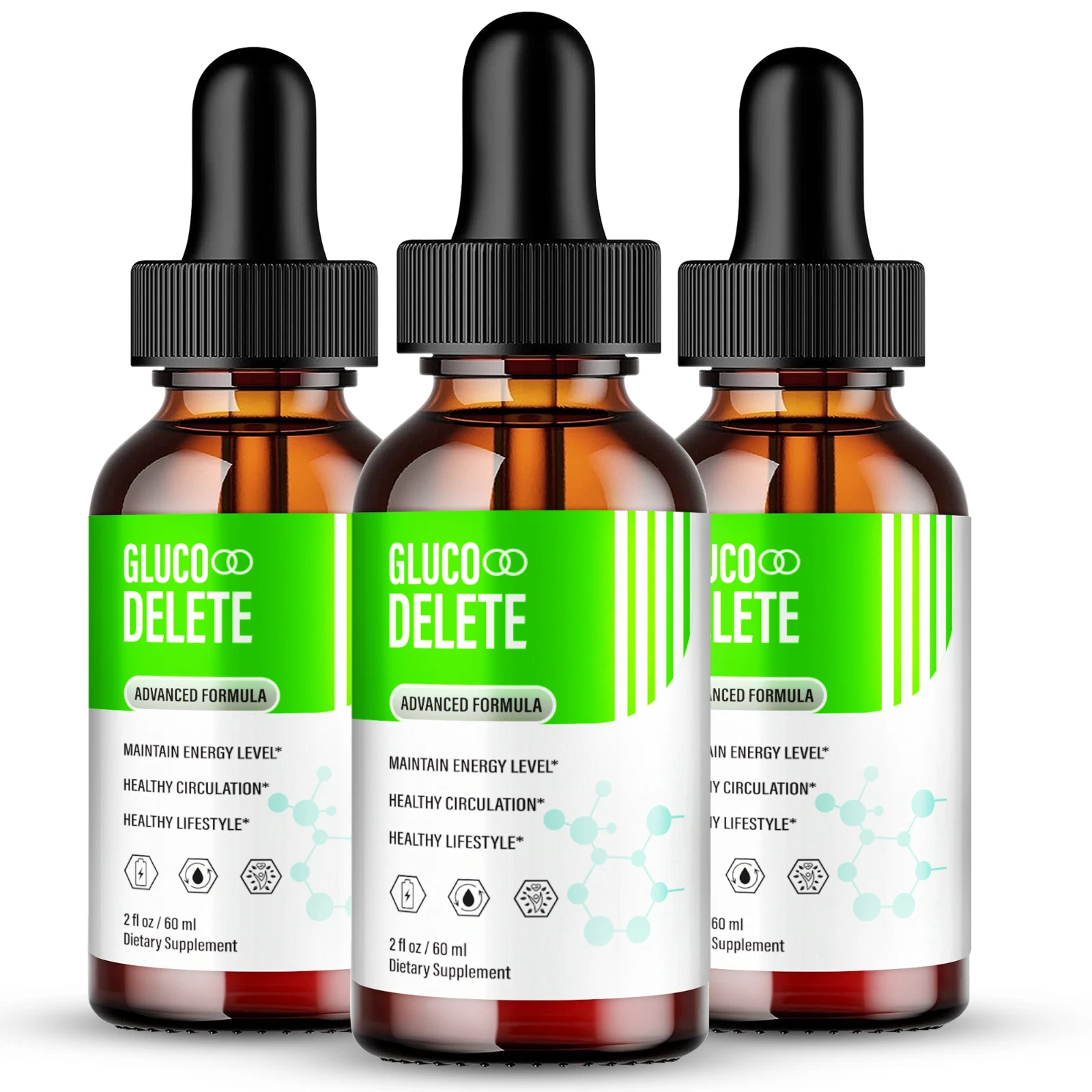 (3 Pack) Gluco Delete Drops, Advanced Formula Support Healthy Blood Circulation