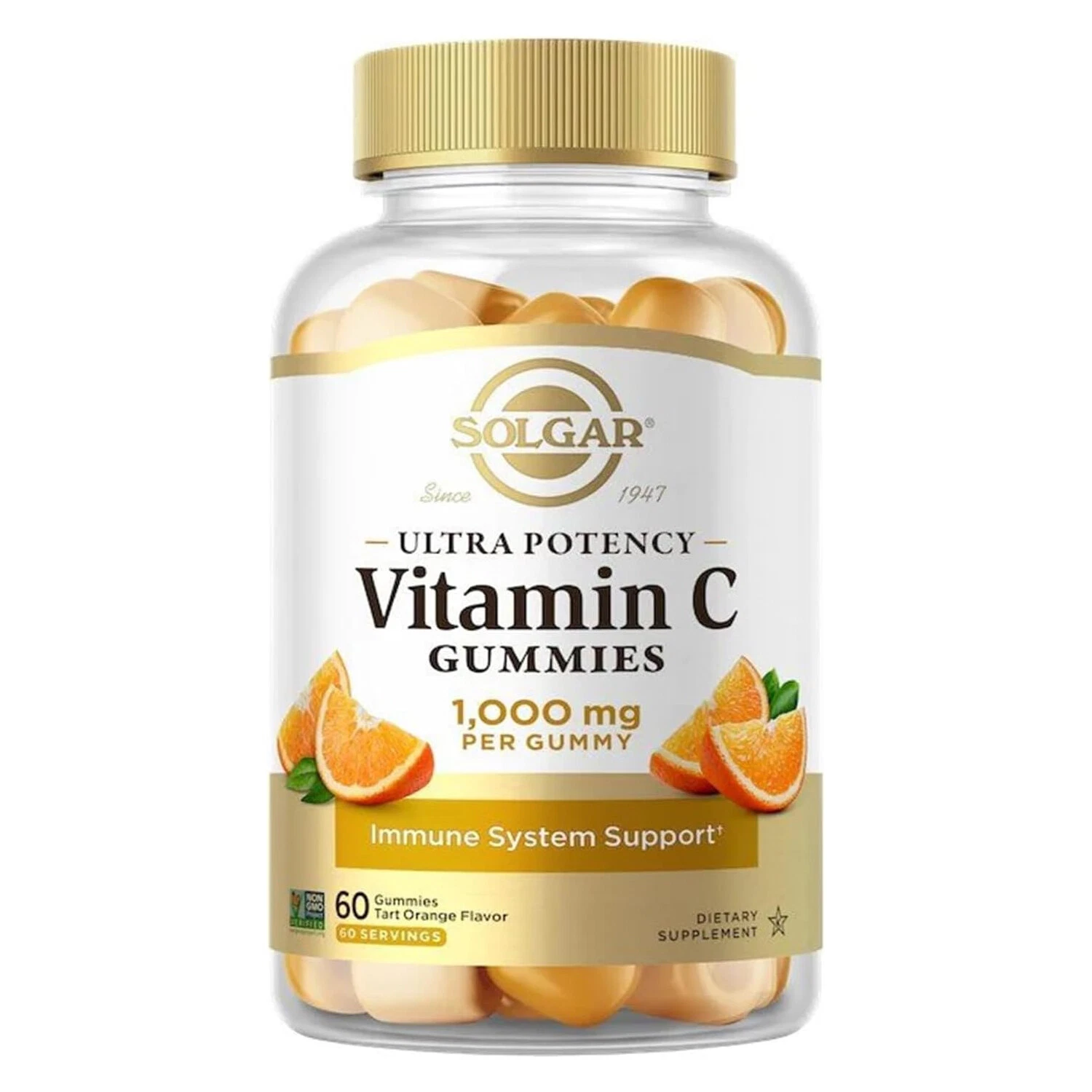 Solgar Ultra Potency Vitamin C Gummies,1,000 mg,Tart Orange Flavor,60 Gummies