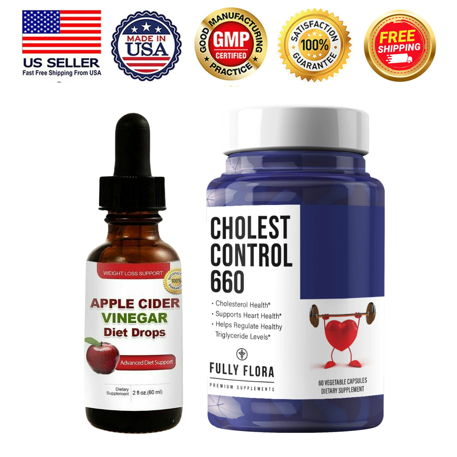 Apple Cider Vinegar Weight Loss Diet Drops Cholesterol Control Heart Supplements