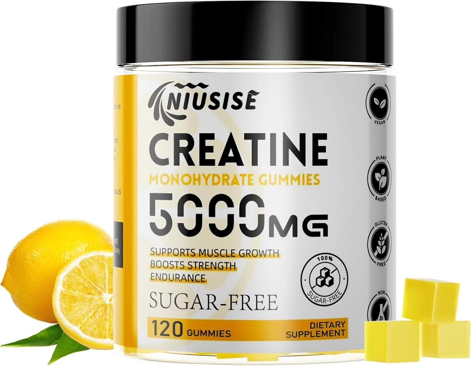 Creatine Monohydrate Gummies - 120 Creatine Sugar Free Gummies - Lemon Flavor