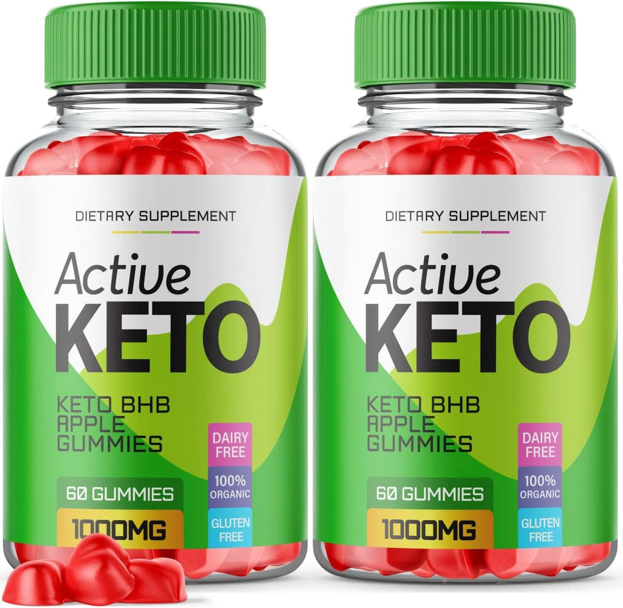 ( 2 Bottle) Active Keto ACV Gummies 1000MG Apple Cider Vinegar - 120 Gummies