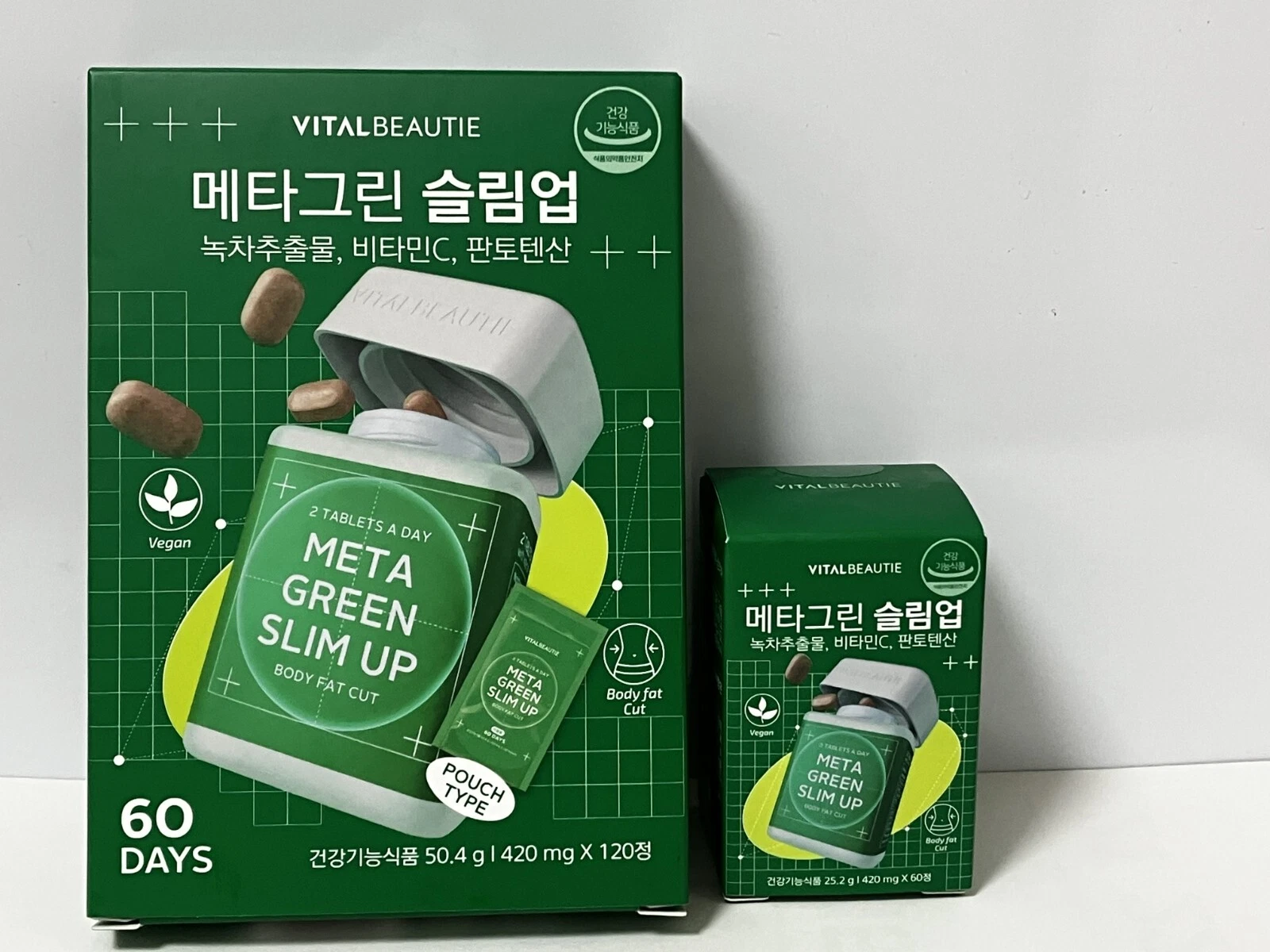 VITAL BEAUTIE Meta Green Slim Up 60 Tablets, Refill 120 Tablets / 3 Month Supply