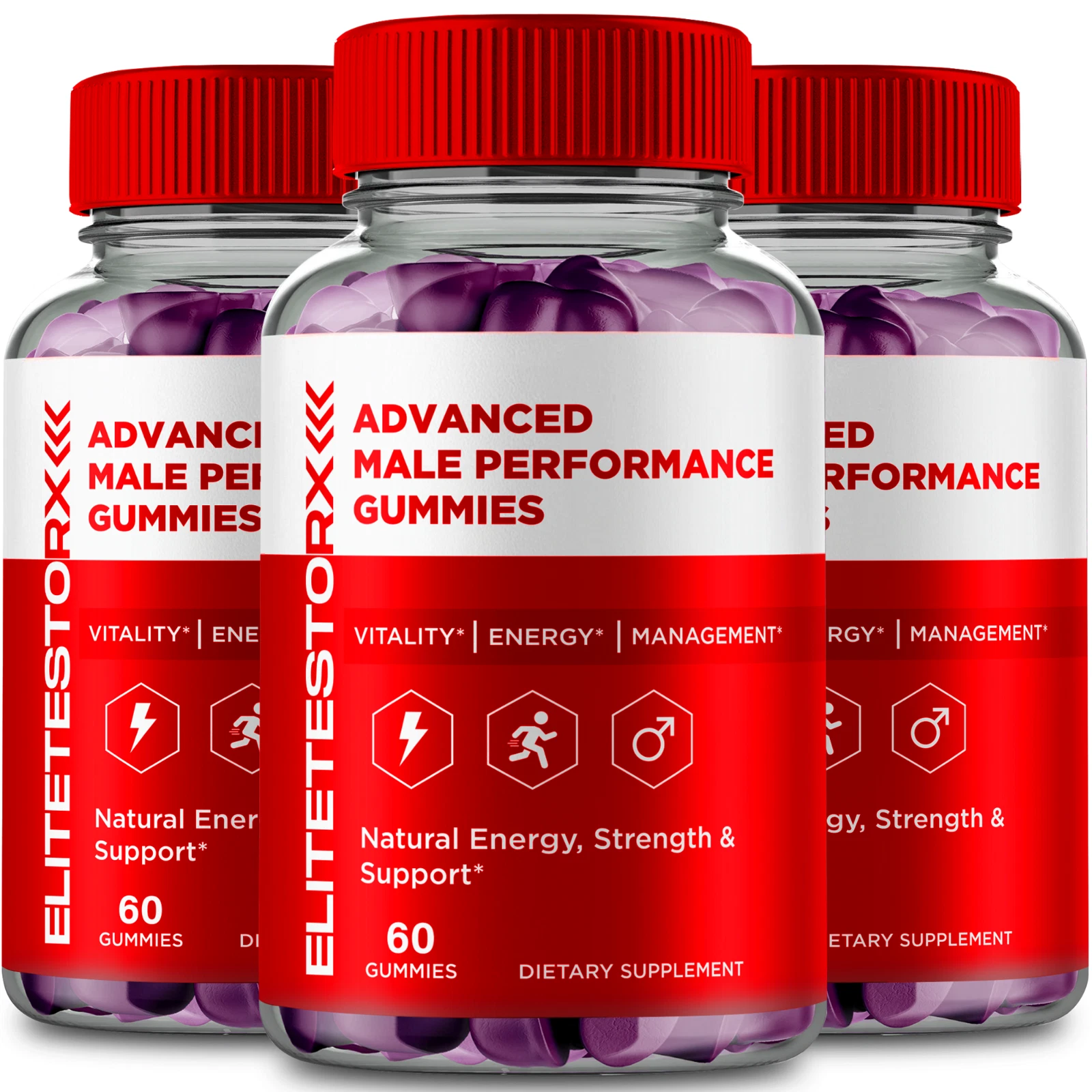 (3 Pack) Elite TestoRX Men Gummies, Male Dietary Supplement Gummy (180 Gummies)