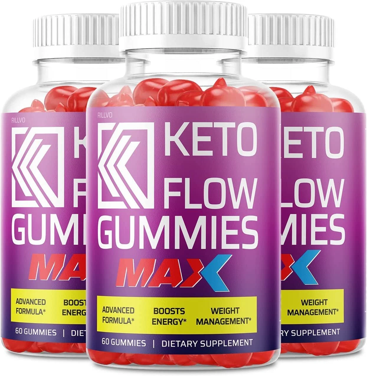 Rillvo (3 Pack) Keto Flow Max Gummies Keto Flow Gummy Bears Apple Cider...