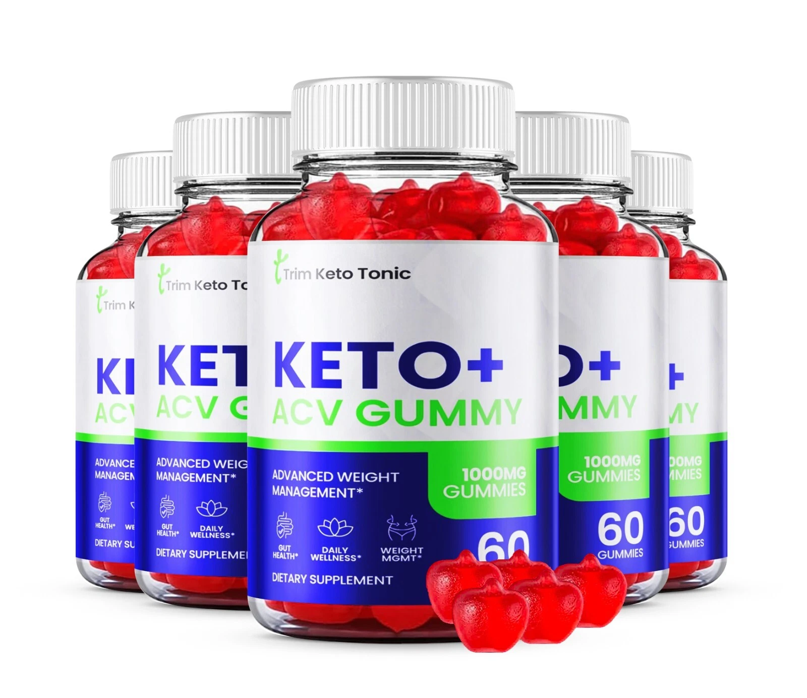 Trim Keto Tonic ACV Gummies Weight Management Supplement - (300 Gummies) 5-Pack