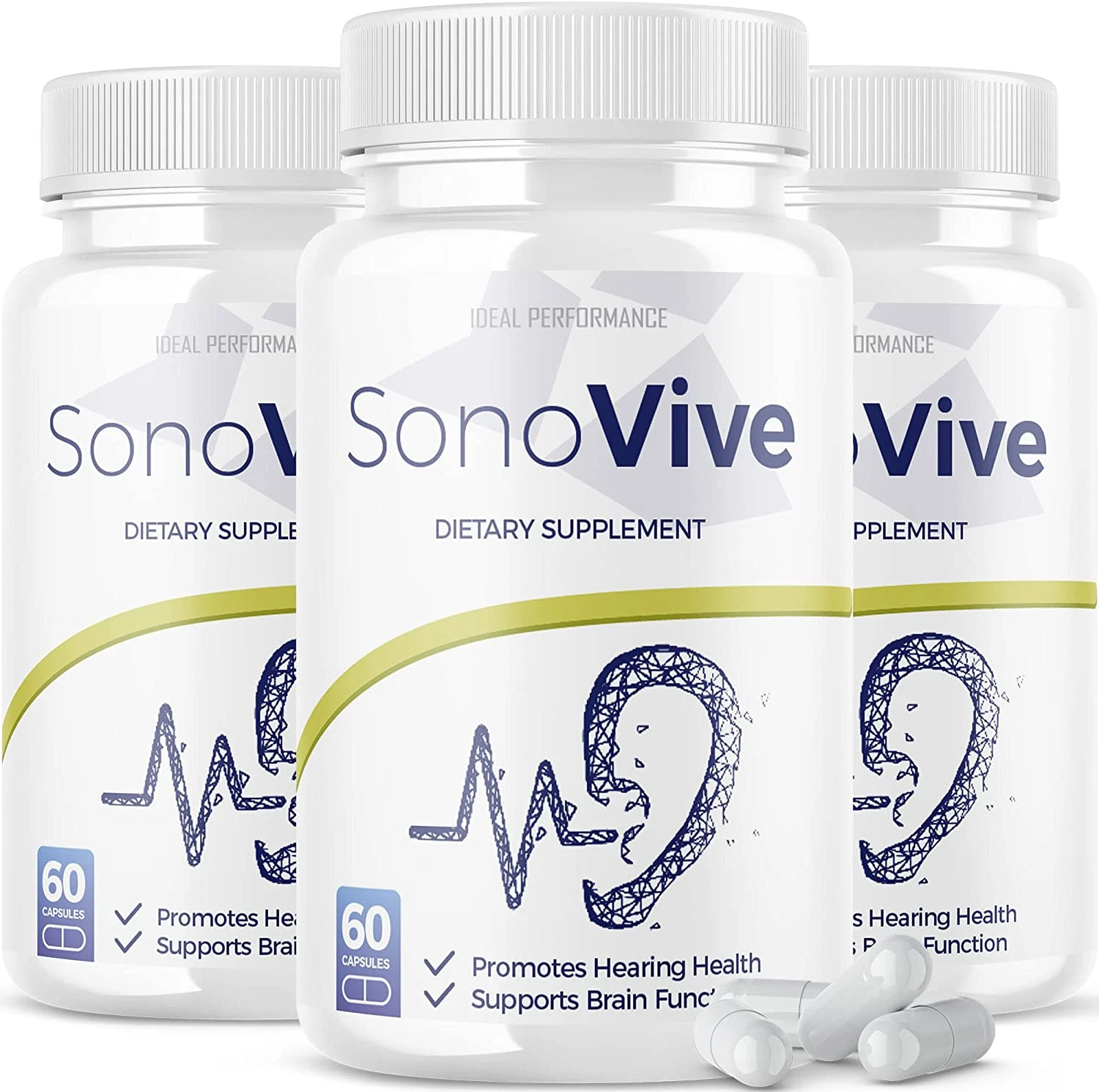 (3 Pack) Sonovive Capsules Hearing Supplement Sonovia (180 Capsules)