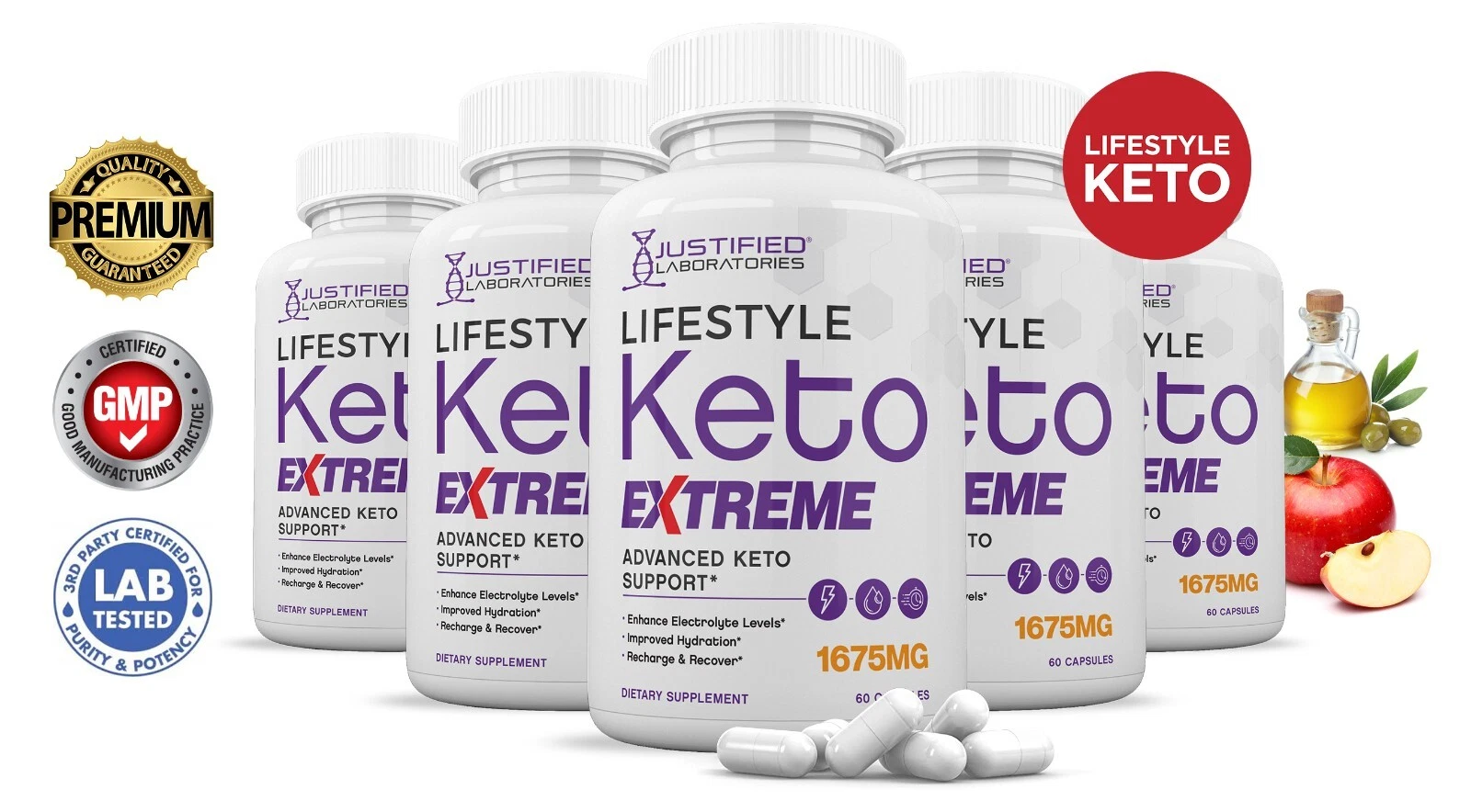 Lifestyle Keto ACV Pills Extreme 1675MG New Improved Formula 5 Pack