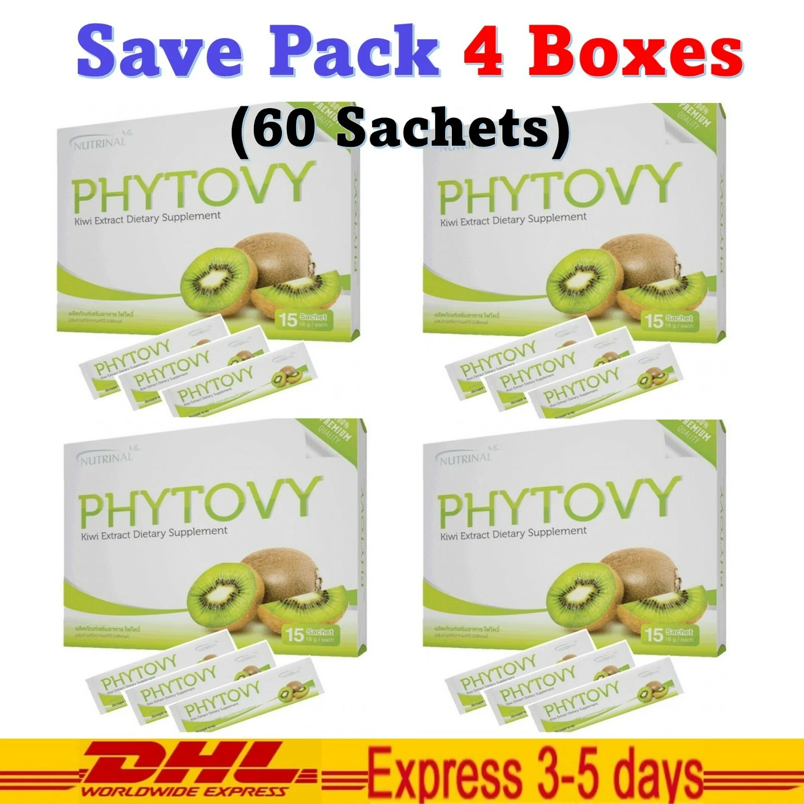 4x PHYTOVY Kiwi Detox Dietary Constipation Colon Weight Loss Healthy Bright Skin