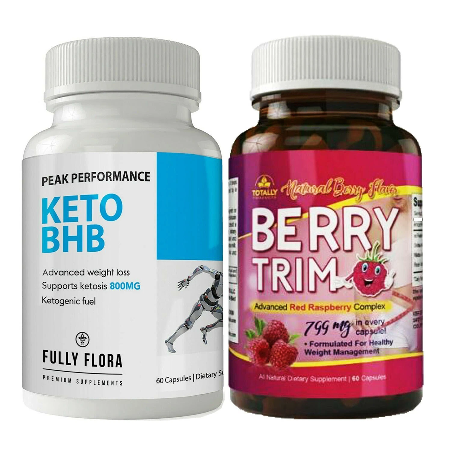 Berry Trim Red Raspberry Complex Fat Burn & Keto BHB Weight Loss Capsules Combo