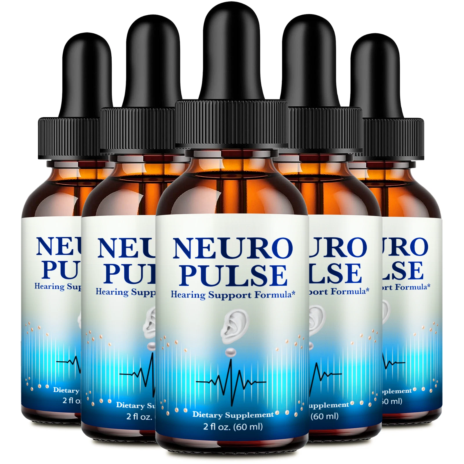 (5 Pack) Neuro Pulse Drops for Advanced Healthy Hearing Support Formula Droppers