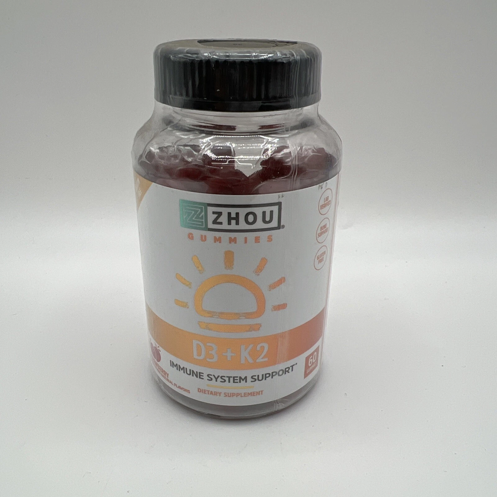 Zhou Vitamin D3 K2 Gummies Immune Health + Mood Support 60 Gummy Strawberry 1PK