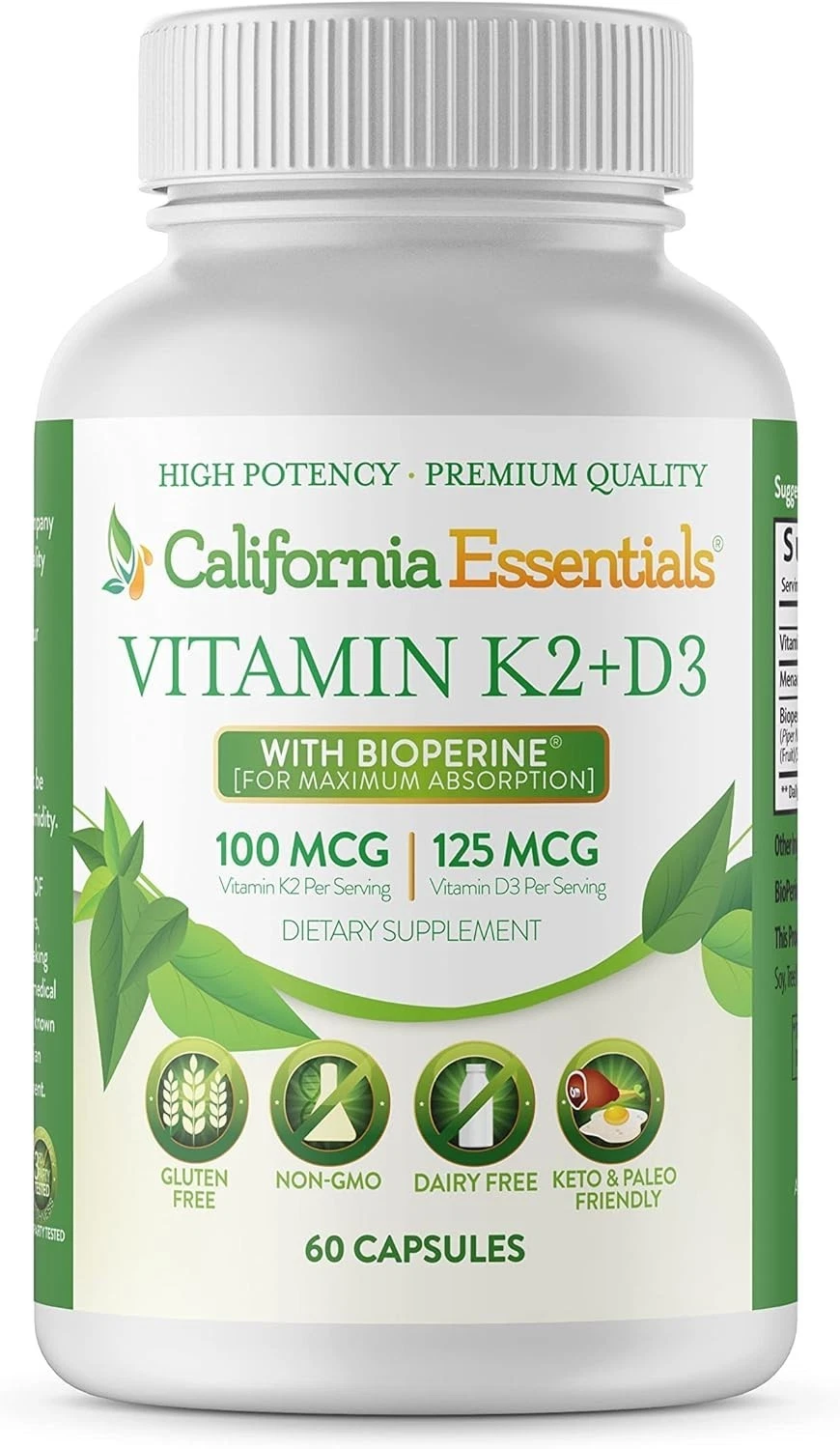 Vitamin K2 + VIT D3 5000 IU with BioPerine and Calcium for Maximum Absorption