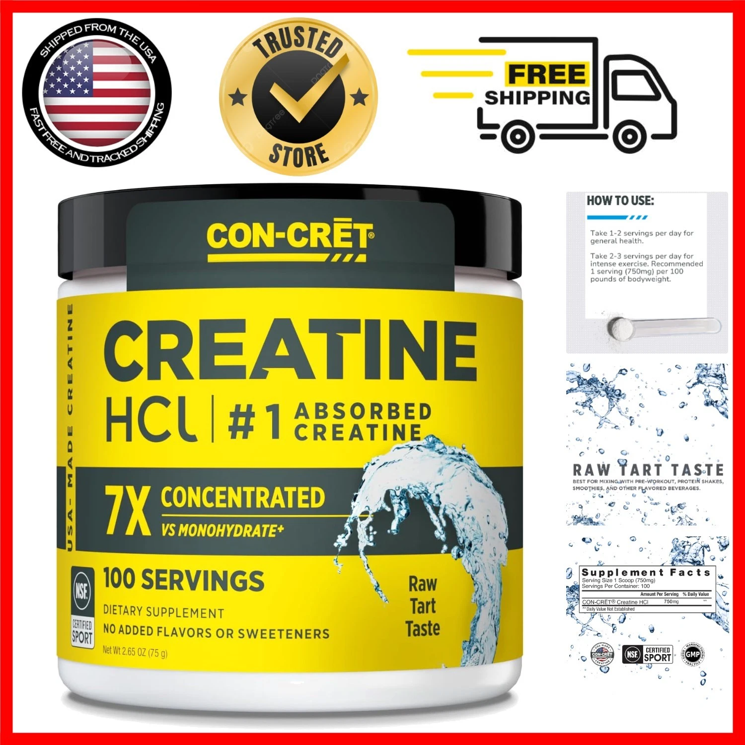 Creatine HCl Powder - Boost Muscle, Heart & Cognitive Function Safely