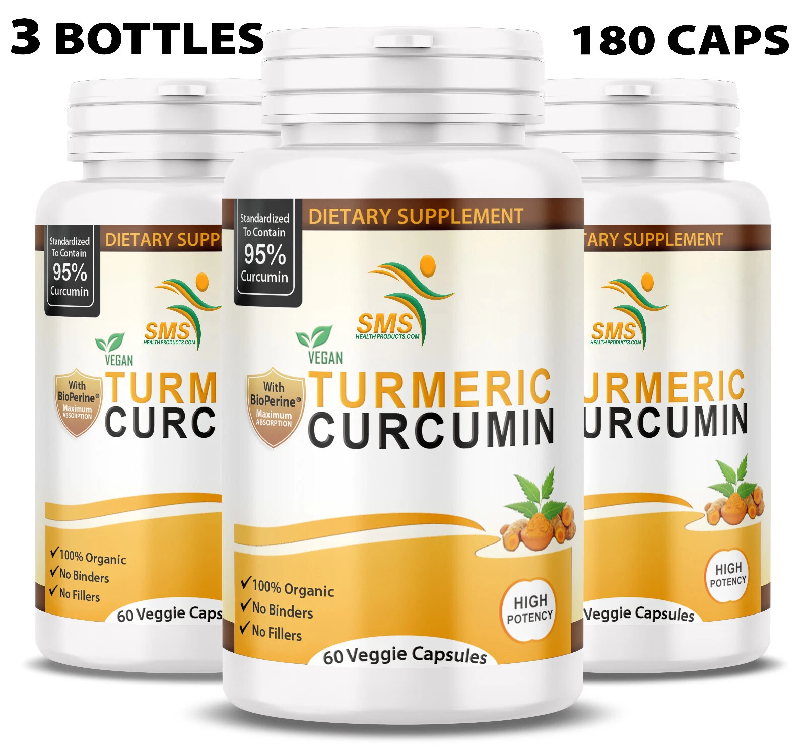 TURMERIC 95% CURCUMIN 10,000mg EXTRACT TUMERIC BLACK PEPPER ANTIOXIDANT 180 CT