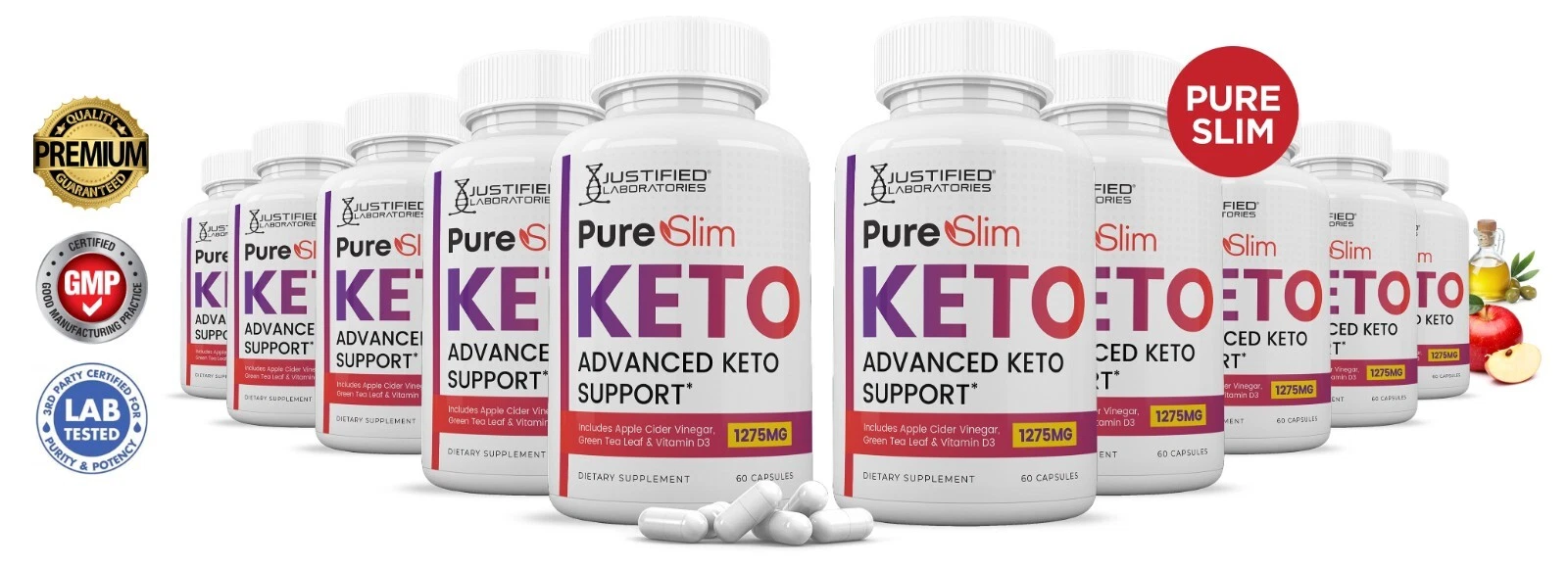 Pure Slim Keto ACV Pills 1275 MG Stronger Than Gummies Keto Support 10 Bottle