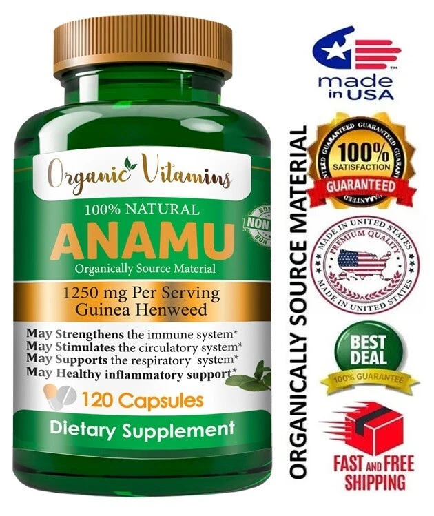 Anamu Natural Supplement. Detoxifier & Immune Support. 1250 mg. 120 cap organic
